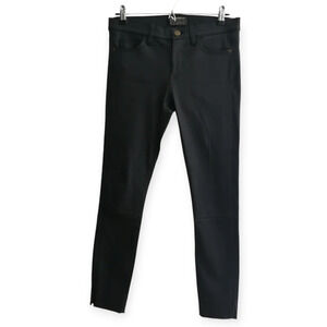 Current Elliott 100% Leather Side Slit Stiletto Pants in Vintage Black Ankle 27